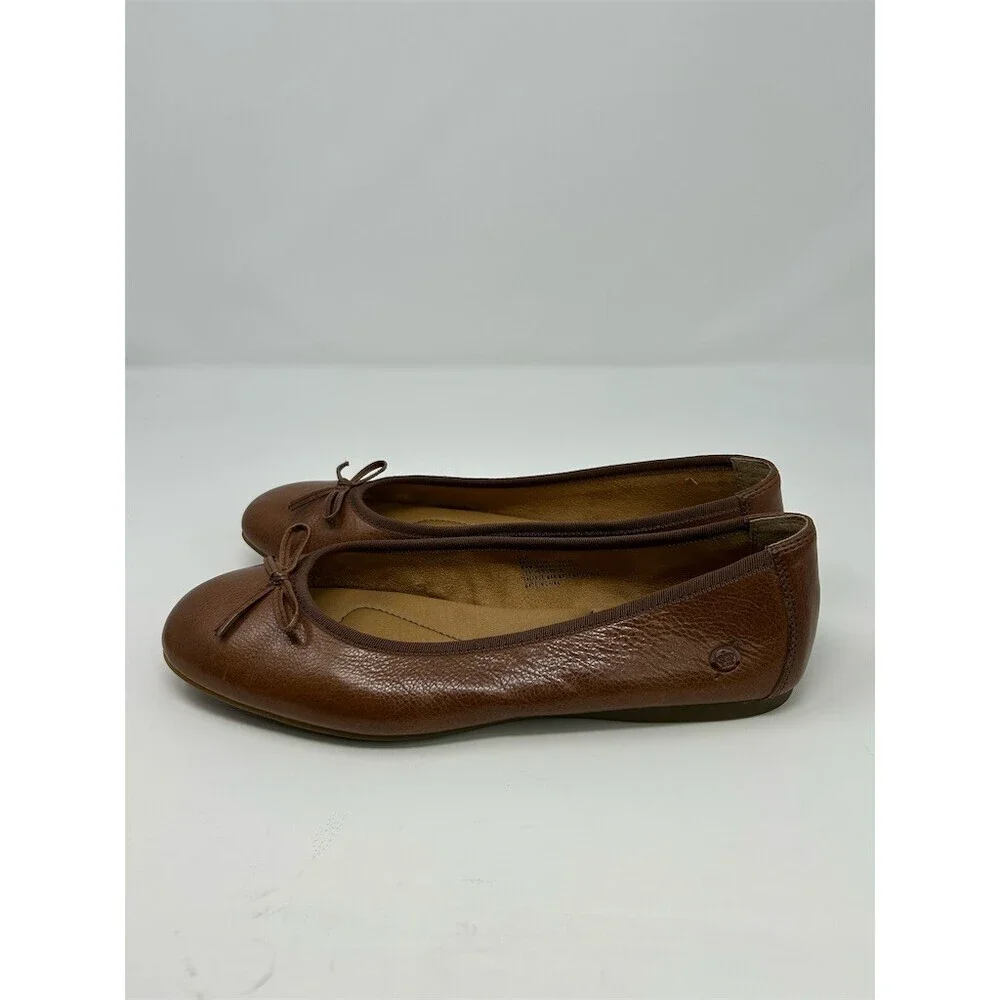 Born Ballet Flats Womens Size 9M Brown Round Toe Bow Slip On Comfort Size 9
